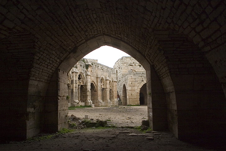 пляскане на chevaliers, кръстоносец, Сирия, древните градове, архитектура, арка, история