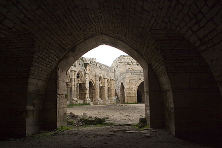 Krak chevaliers, Crusader, Sýrie, Starověká města, Architektura, oblouk, Historie