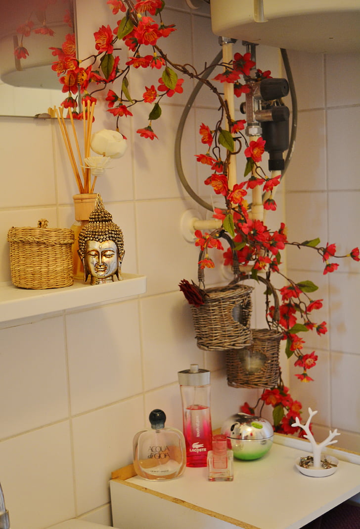 bathroom, style, flower