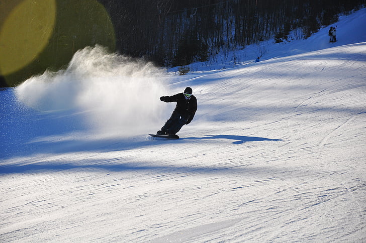 snowboard, sne, angribere
