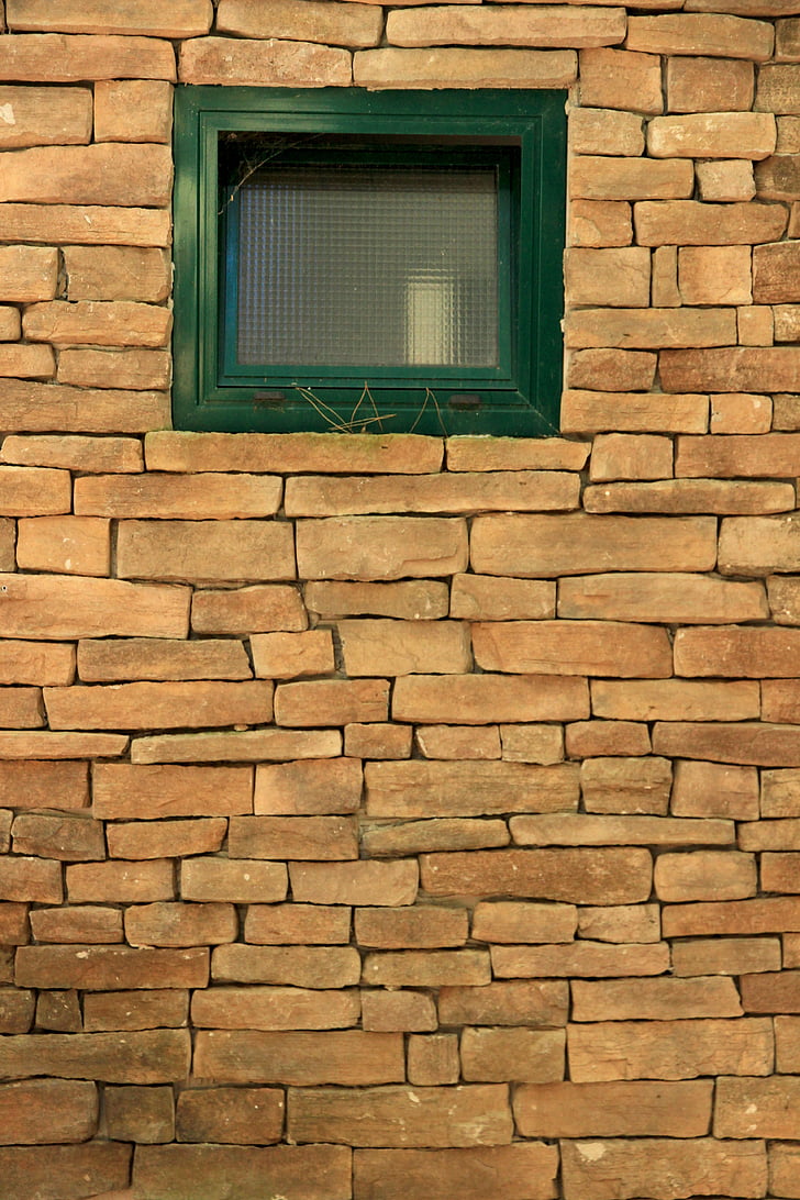 mur, fenêtre de, pierres, structure