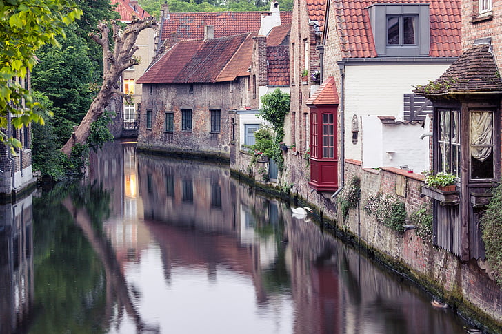 Bruges, Belgio, canale, canali, storicamente, romantica, luoghi d'interesse