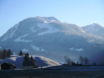 montañas, naturaleza, mala reuthe, Vorarlberg, invierno, nieve, casas