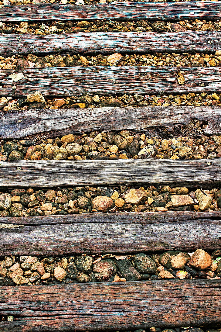track, planks, wood, texture, stone, stairs, brown
