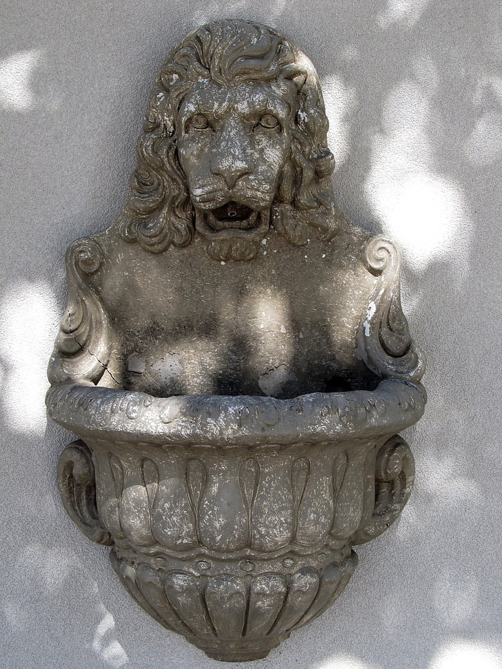 tête de Lion, Fontaine, mur, décoratifs, sculpture, architecture, décoration