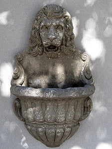 cabeza de León, fuente, pared, decorativo, escultura, arquitectura, decoración