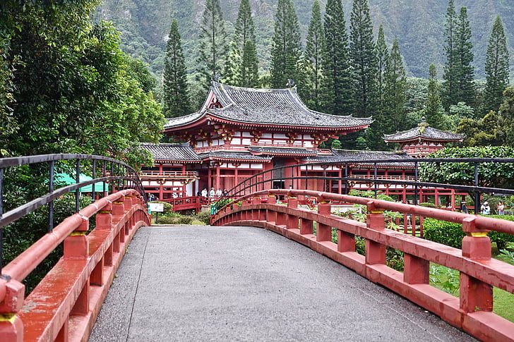 Bridge, japansk, Temple, perspektiv, træ, arkitektur, traditionelle