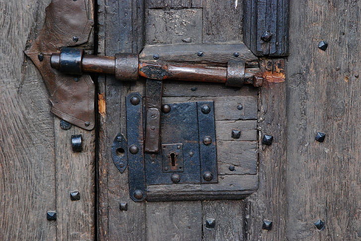 dveře, uzávěr, bývalý, kov