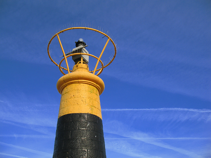 lighthouse, sky, port, blue
