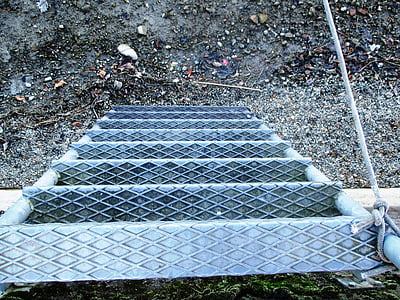 σκάλες, μέταλλο, δομή, Kai, δίπλα στο ποτάμι, gottlieben, Thurgau