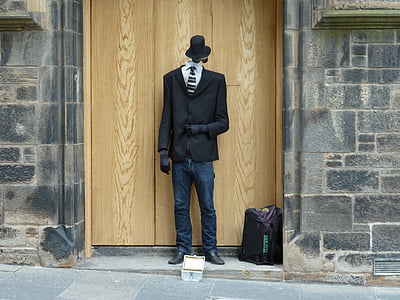 Artyści uliczni, człowieka, artyści, Szkocja, Edynburg, sztuka ulicy, sztuka