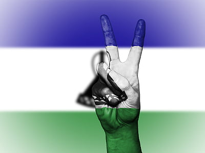 Λεσότο, ειρήνη, χέρι, έθνος, φόντο, πανό, χρώματα