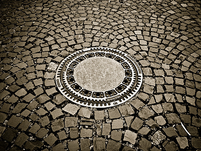 cobblestones, road, paving stones, ground, old town, gully, structures