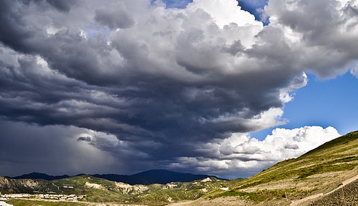 Acton, niebo, chmury, pól, góry, Kalifornia, Pogoda