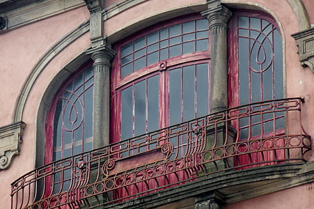 Porto, fasáda, okno, balkón, Portugalsko