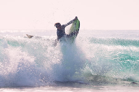 surfer, deskanje, valovi, stikala, Beach, zabavno, vodni športi
