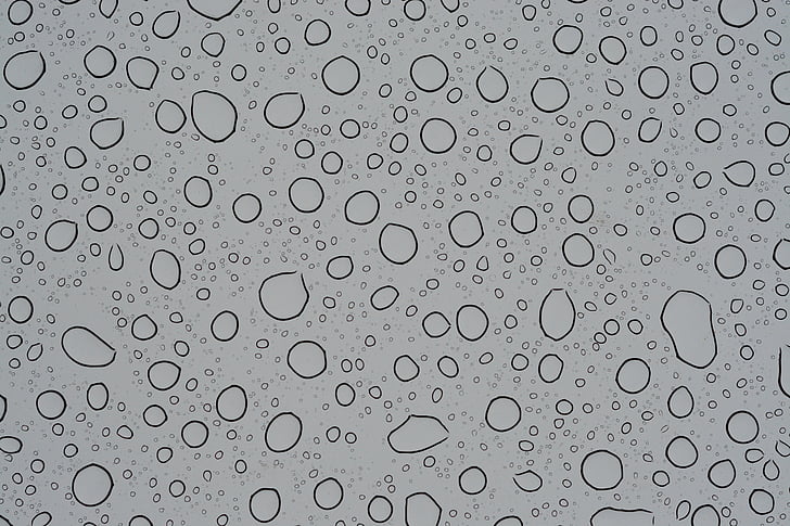 água, vidro, padrão, gotas, molhado, cinza, chuva