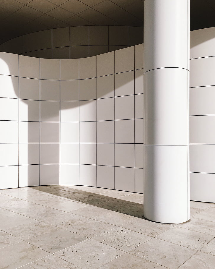 wall, posts, shadow, indoor, floor, tiles, light