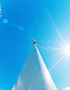 blue sky, energy, engineering, industrial, renewable energy, sun flare, sustainability