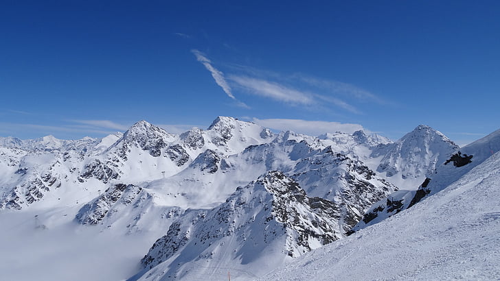 montanha, Alpes, paisagem, natureza, Cimeira, Hautes alpes, Inverno