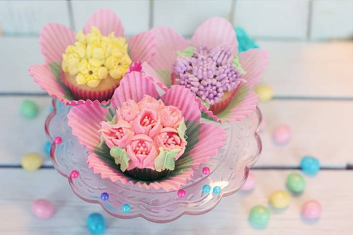 cupcakes, Kvetinová, Pastel, Veľkonočné, torta, Oslava, dekorácie