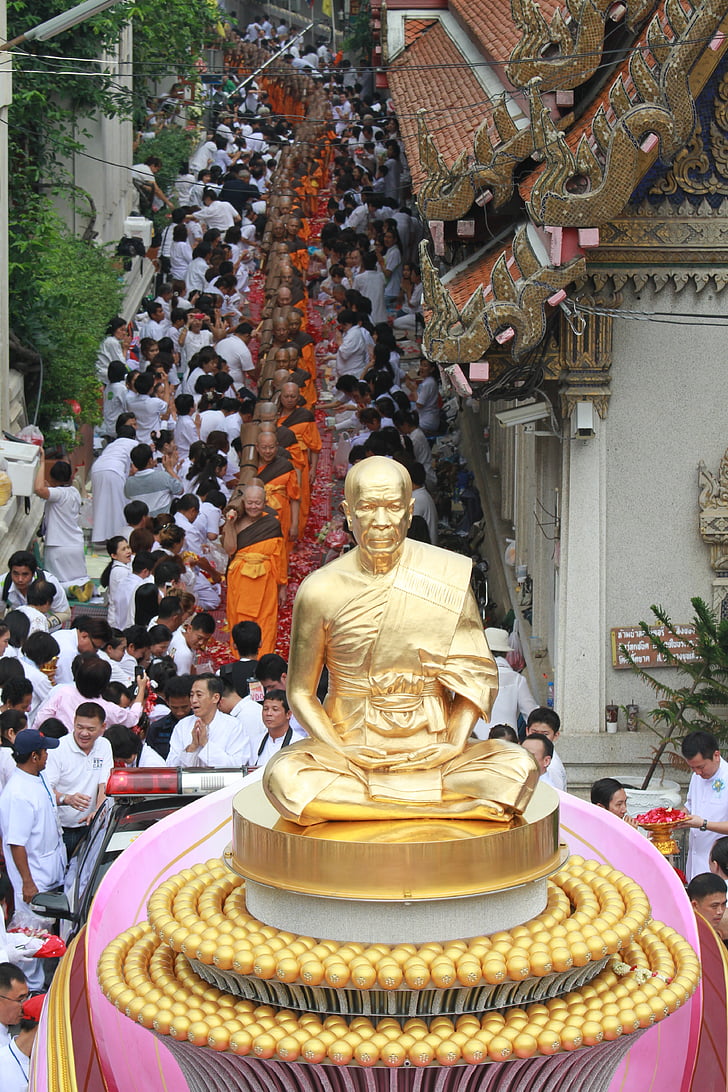 Budha, moine, Or, bouddhisme, phramongkolthepmuni, pagode de dhammakaya, Wat