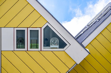 rotterdam, cubic houses, yellow, architecture, apartment, netherlands, structure