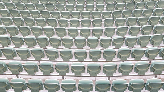 gray, plastic, stadium, chairs, daytime, seat, rows