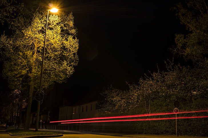 exposició prolongada, nit, a la nit, fotografia nocturna, carretera, fotografia de nit, llums