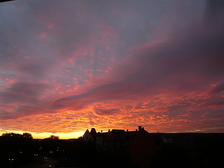 Ulm, zonsondergang, wolken, hemel, kleurrijke