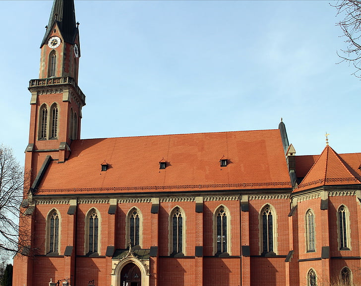 Crkva, zgrada, gotičkom stilu Neo, cigla, arhitektura, neogotičkom