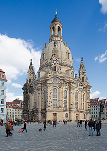 Dresden, Frauenkirche, Tyskland, kyrkan, gamla stan, Neumarkt, monumentet