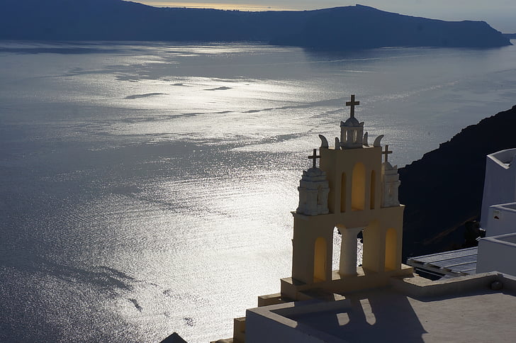 greek, europe, mediterranean, village, church, sea, ocean