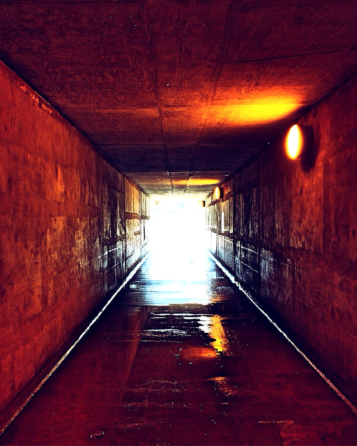 luz, túnel, corredor, urbana