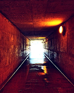 fény, alagút, folyosó, városi