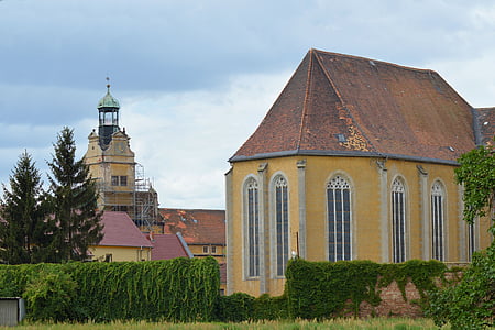 castle church, castle, germany, lichtburg, saxony-anhalt, prettin