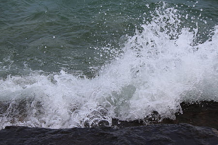 onda, água, pulverizador, Lago, tempestuoso, pedras da costa, Lago de Constança