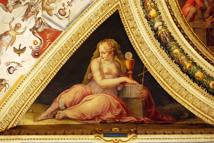goddess, painting, art, ceiling, particular, palazzo, old