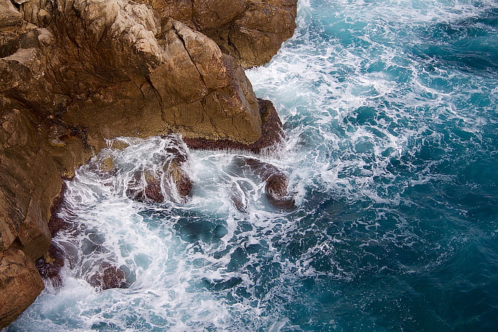 pobřeží, oceán, kameny, Já?, voda, vlny