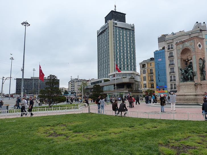 Istanbul, Turčija, staro mestno jedro, prostor, Taxim, spomenik, zastavo