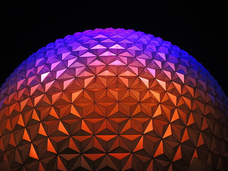 blue, orange, sphere, round, color, dark, technology