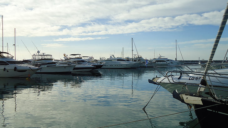 Marina, lystbåde, forår, Malaga, port, Marbella, Spanien