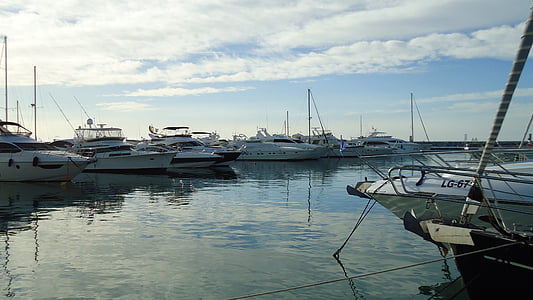 Марина, яхты, Весна, Малага, Порт, Марбелья, Испания