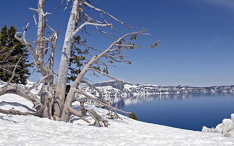 krater, Jezioro, Oregon, podróży, zimowe, park narodowy, wulkan