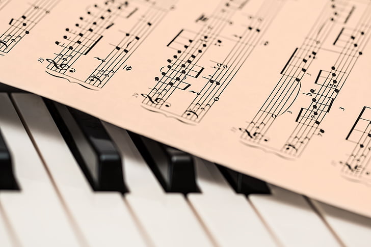 piano, music score, music sheet, keyboard, piano keys, music, musical