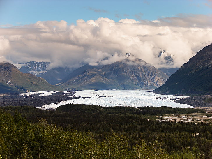 Alaska, wolken, landschap, Bergen, natuur, sneeuw, berg