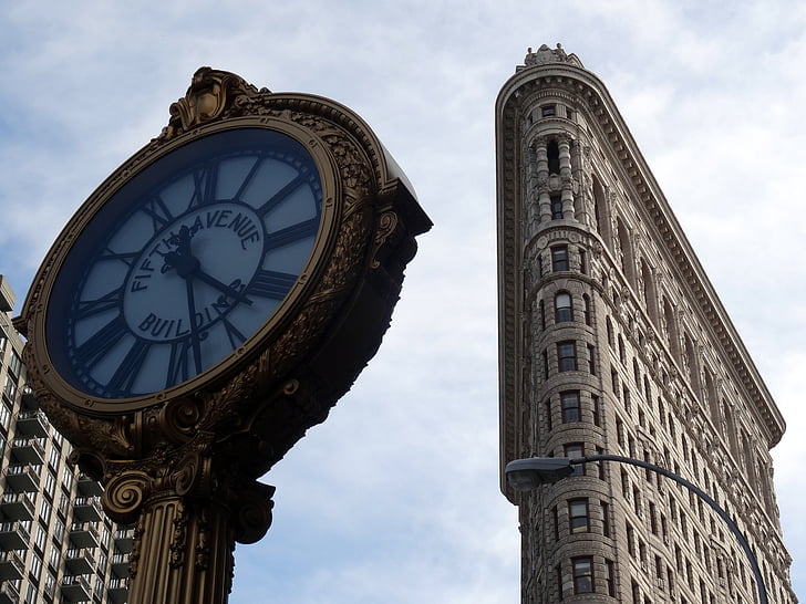 New york, Manhattan, Flatiron, budova, Architektura, Spojené státy americké, hodiny