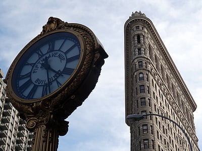 nueva york, Manhattan, Flatiron, edificio, arquitectura, Estados Unidos, reloj