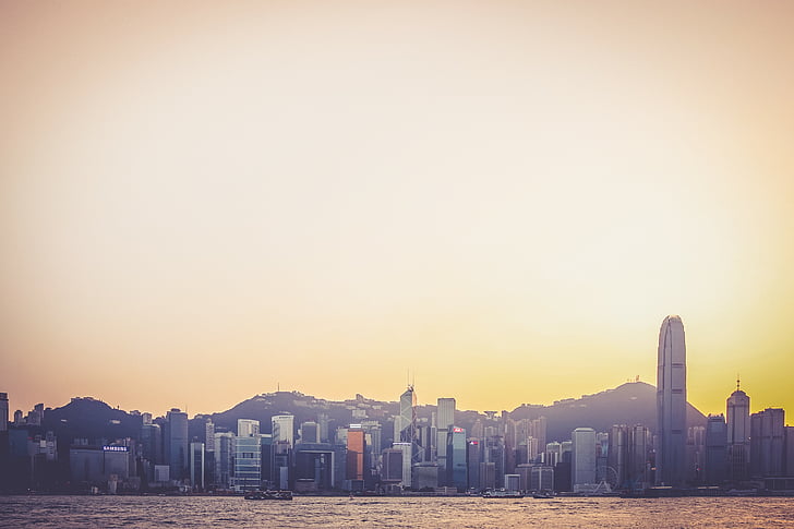 beton, gebouw, overdag, skyline, stadsgezicht, Hong kong, gebouwen