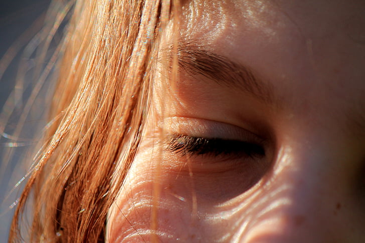 κοριτσάκι, μάτι, Ήλιος, μαλλιά, πρόσωπο